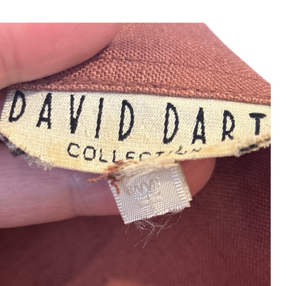 90s DAVID DART LINEN RUSETTE BROWN LONG SLEEVE BUTTON-DOWN OVERSIZED DRESS SZ M - Picture 6 of 6